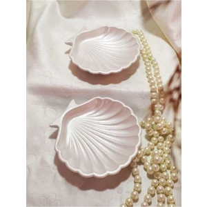 E.m.s 2 Adet Sedef Beyaz Renk Istiridye Takı Tabağı Organizer Takı Tabağı Dekoratif Takı Tabağı 10 x 10 cm