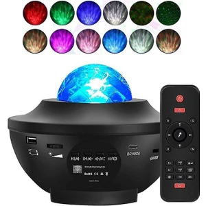 LED Video Projektör, Yıldız Gece Işık Dönen Bulut Projektör Lambası, Uzaktan Kumanda Gece Işıkları, Noel, Paskalya Veya Cadılar Bayramı Partileri Için Renkli Müzik Çalar, (Siyah) (Yurt Dışından)