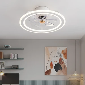 48 cm Yatak Odası Tavan Fanı Lambası, 220VLED Üç Hızlı Hız Düzenleme, Modern Çocuk Odası Oturma Odası Yemek Odası ile Fan Işık, Beyaz (Yurt Dışından)