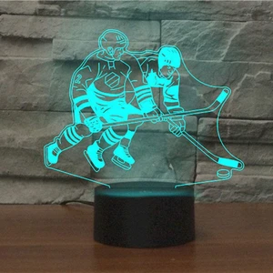 Soyutlayıcı 3D Buz Hokeyi Oynarken Optik İllüzyon Gece Lambası (Yurt Dışından)