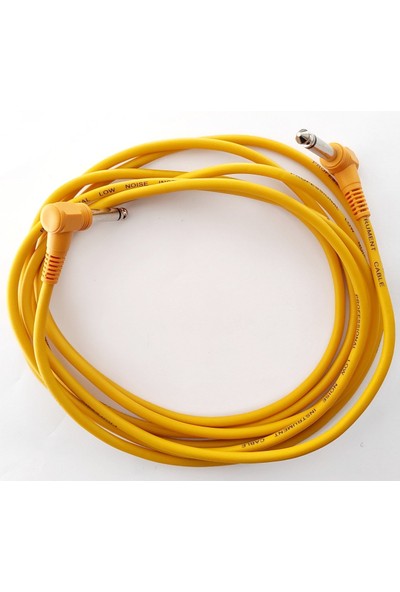 Longmoon LMKZ03-YLW Sarı Gitar Kablosu Enstrüman Kablosu 3 Metre Açılı Kablo Low Noice