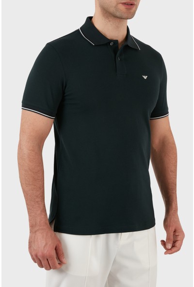 Emporio Armani Pamuklu Slim Fit Düğmeli Polo T Shirt Erkek Polo 8N1FB3 1jptz 0585