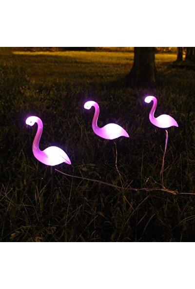Xhang 3 Adet / Takım Flamingo Figür LED Güneş Işıkları - Pembe (Yurt Dışından)