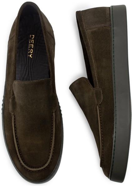 Süet Haki Loafer Erkek Ayakkabı