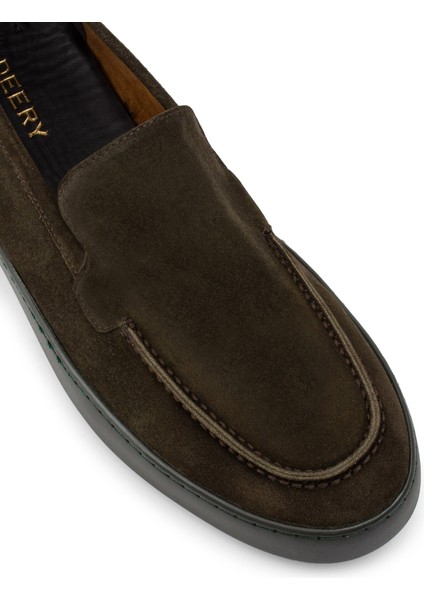 Süet Haki Loafer Erkek Ayakkabı