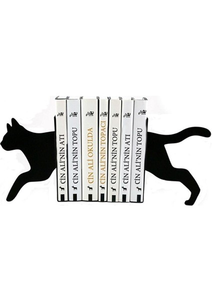 Kedi Figürlü Dekoratif Metal Kitap Tutucu, Kitap Desteği