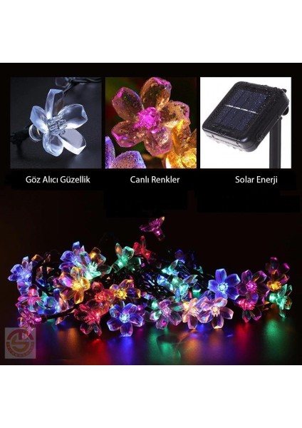 30 Ledli Solar Çiçekli Rgb Bayçe Aydınlatma Dekorasyon Güneş Enerjili