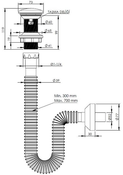 Seramik Kapaklı Beyaz Klik Klack Lavabo Süzgeci 32 Sifon fiyatları