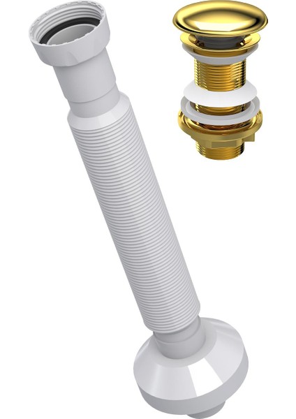 Seramik Kapaklı Altın Klik Klack Lavabo Süzgeci 32 Sifon