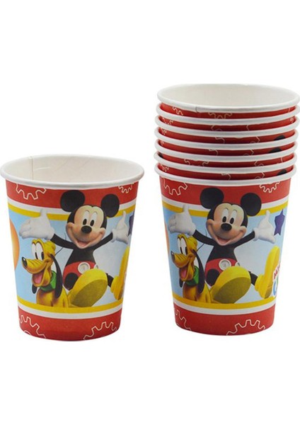 Mickey Mouse Temalı Karton Tabak Bardak Seti - 8 Kişilik