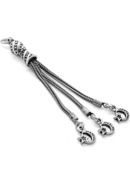 Ayyıldız Tasarım 3lü Kamçı 925 Ayar Gümüş Püskül