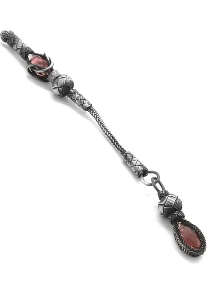 Mor Zirkon Taşlı 1000 Ayar Gümüş Kazaz Püskül