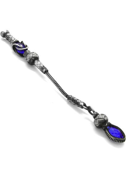 Mavi Zirkon Taşlı 1000 Ayar Gümüş Kazaz Püskül