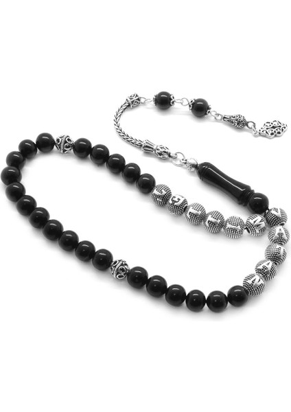 925 Ayar Gümüş Püsküllü Küre Kesim Isim Yazılı Erzurum Oltu Taşı Tesbih fiyatları