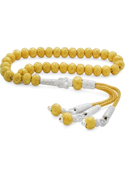 El Işçiliği Küre Kesim Gold-Silver Mini Boy 1000 Ayar Gümüş Kazaz Tesbih