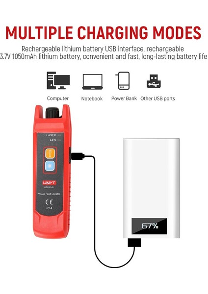 UT691-10 Görsel Hata Bulucu Fiber Optik Test Lazeri 15MW Unı-T