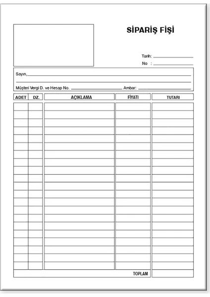 Sipariş Fişi 12 Adet - Otokopili Sipariş FIŞI.56.445