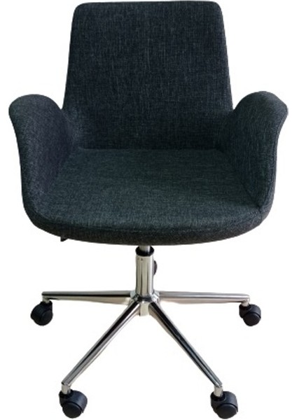 Çalışma Sandalyesi Ofis Koltuğu Döküm Süngerli Krom Yıldız Ayaklı