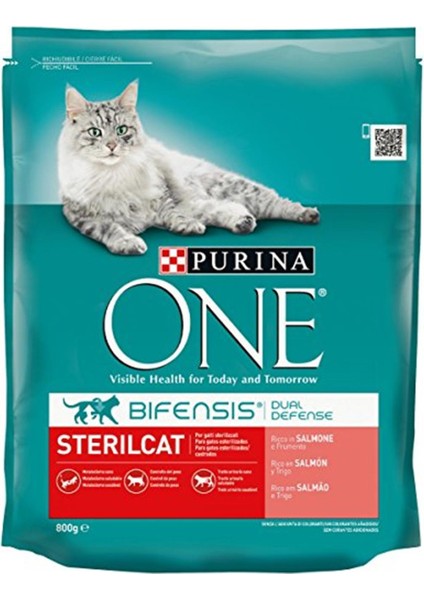 One Bifensis Yetişkin ve Kısırlaştırılmış Kediler Için Somonlu Tam Kuru Kedi Maması 800GR