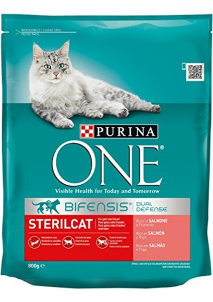 One Bifensis Yetişkin ve Kısırlaştırılmış Kediler Için Somonlu Tam Kuru Kedi Maması 800GR