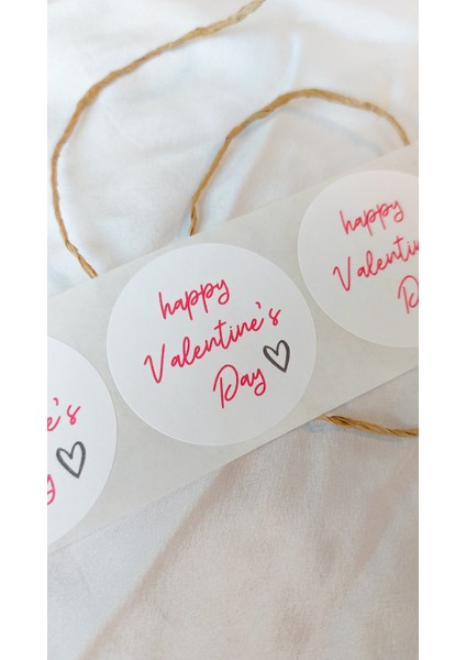 Yapışkanlı Etiket Happy Valentine's Day Sevgililer Günü Etiketi 3 Cm 50 Adet