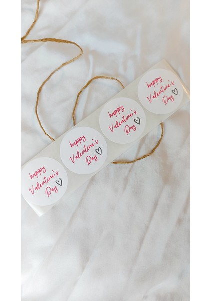 Yapışkanlı Etiket Happy Valentine's Day Sevgililer Günü Etiketi 3 Cm 50 Adet
