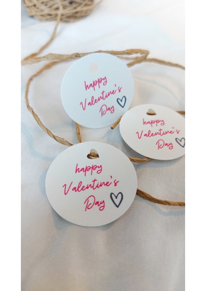 Çikoleyt Design Happy Valentine's Day  Sevgililer Günü Etiketi  Delikli 4x4 cm 50 Adet