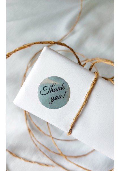 Yapışkanlı Etiket Thank You Yaldızlı Gümüş 2,5 Cm 50 Adet