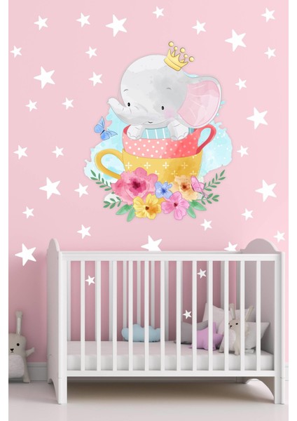 Sevimli Fil ve Yıldızlar Çocuk Odası Sticker