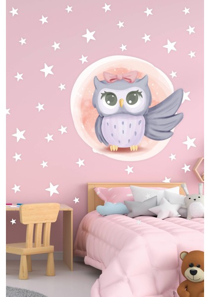 Sevimli Baykuş ve Yıldızlar Çocuk Odası Sticker fiyatları