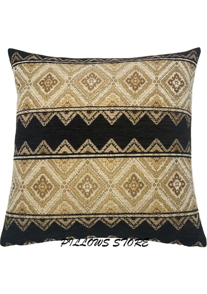 Geometrik Desenli Krem-Kahverengi Kırlent Kılıfı 45CM*45CM