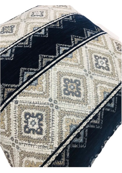 Geometrik Desenli Lacivert-Mavi Kırlent Kılıfı 45CM*45CM