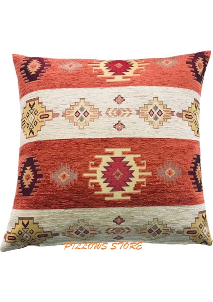 Kilim Desenli Kiremit Kırlent Kılıfı 45CM*45CM