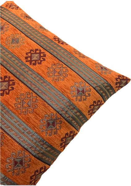 Şerit Desenli Turuncu Kırlent Kılıfı 45CM*45CM