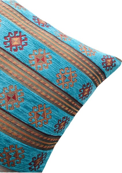 Şerit Desenli Turkuaz Kırlent Kılıfı 45CM*45CM