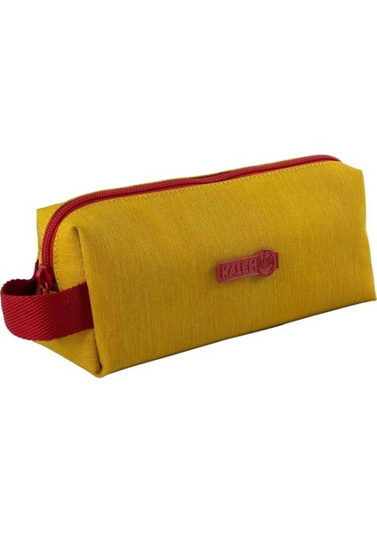 Krimo Middle Kalem Çantası Tek Gözlü Sarı Kırmızı Fermuarlı