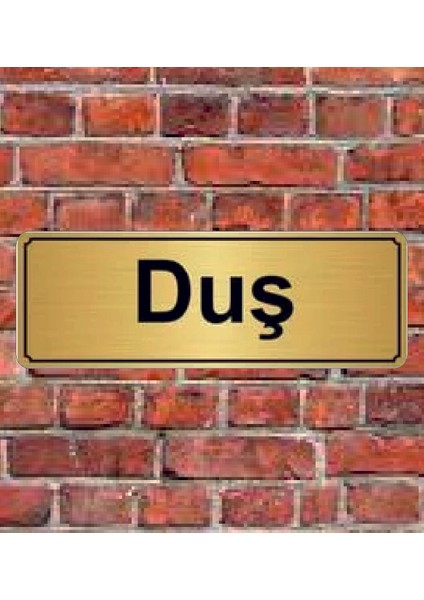 Altın Renk 10x20 Cm Duş Yazılı Metal Yönlendirme Levhası
