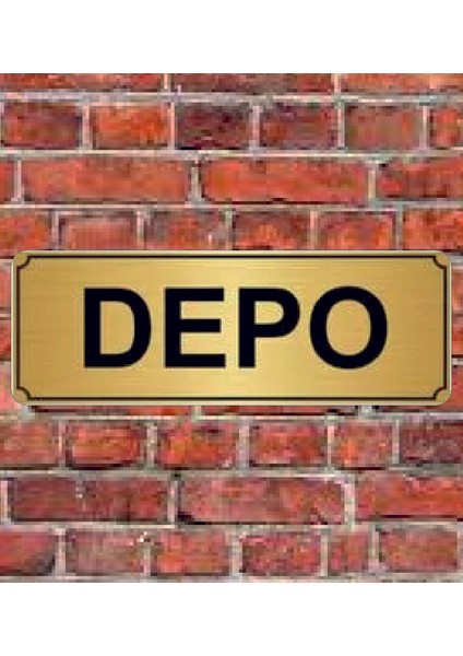 Altın Renk 10x20 Cm Depo Yazılı Metal Yönlendirme Levhası