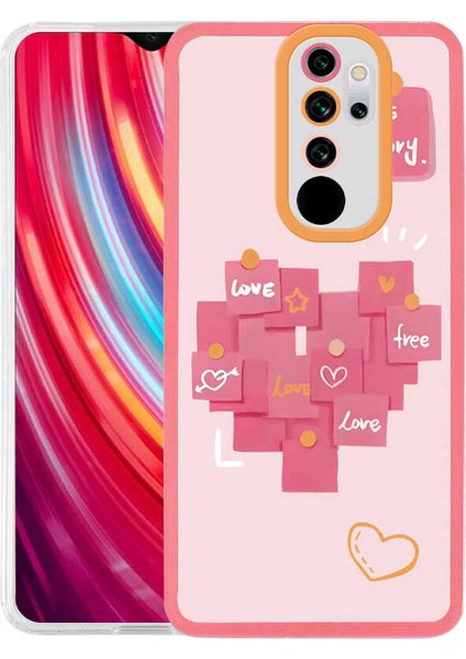 Xiaomi Redmi Note 8 Pro Kılıf M-Fit Aşk Hikayesi Post-it Desenli Kapak Love Story NO2 Renkli