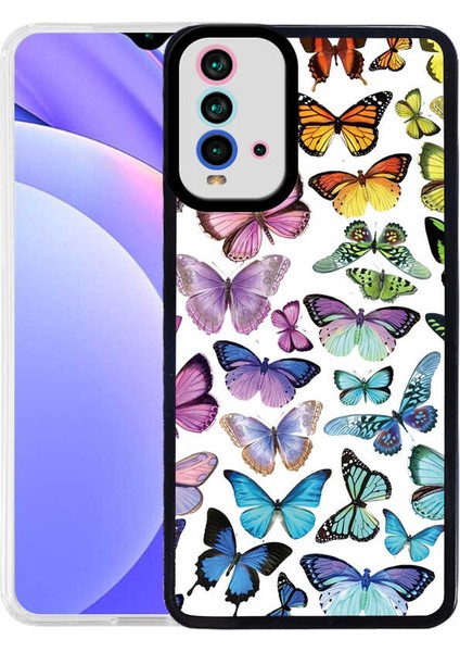 Case 4U Xiaomi Redmi 9 4g Kılıf M-Fit Kelebek Desenli Kapak Butterfly NO3 Renkli