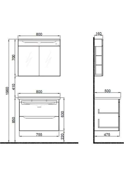 Casılla 80 cm Set Banyo Dolabı Satın Gri fiyatları