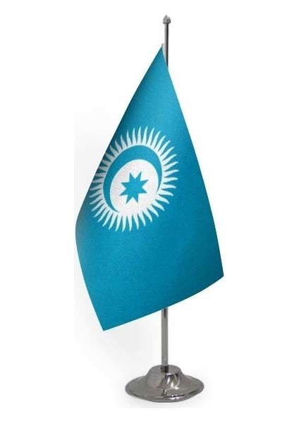 Türk Devletleri Teşkilatı Masa Bayrağı Tekli 15X22,5 cm Direksiz