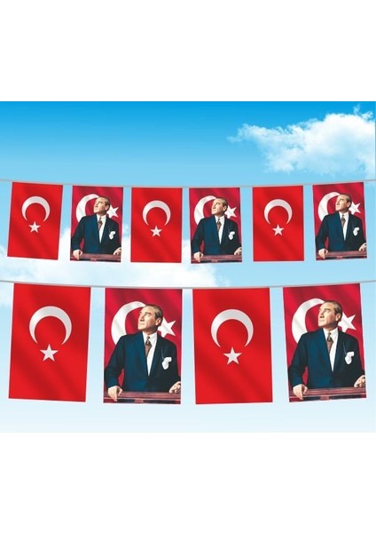 Ipe Dizili Atatürk ve Türk Bayrağı 50 METRE50X75 cm