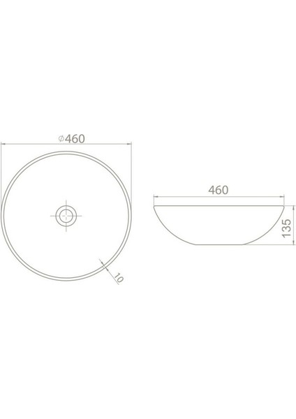 Seramik Cerastyle Zero Tezgah Üstü Çanak Lavabo Ø 46 cm 071600