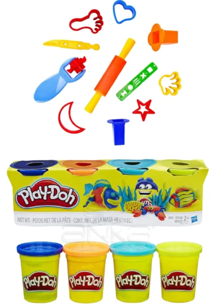 Play - Doh 4 Renk Oyun Hamuru ve Küçük Şekiller Hamur Kalıpları