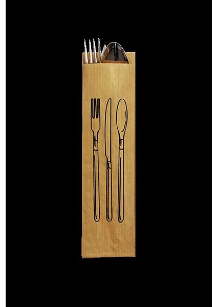 Çatal Kaşık Baskılı Çizgili Şamua Kese Kağıdı 7X28 cm 5 kg