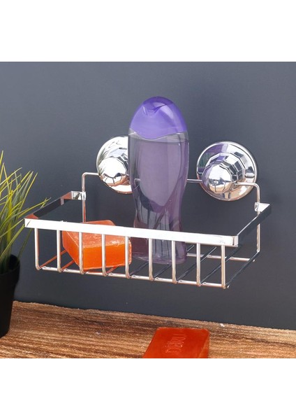 Vakumlu Banyo Duvar Rafı Şampuanlık Krom