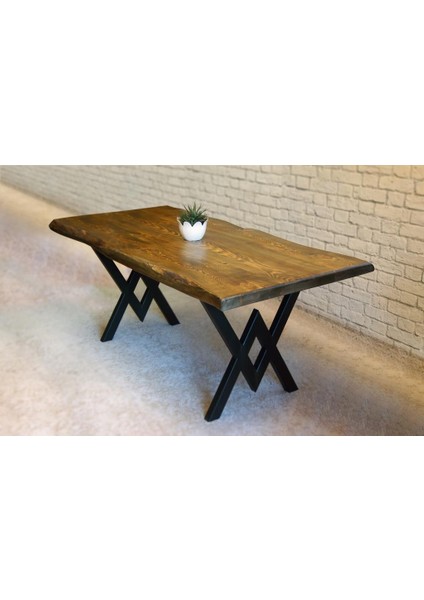 Doğal Ağaç Masif Kütük Masa 90CM x 120CM ( Metal Ayak ) fiyatları