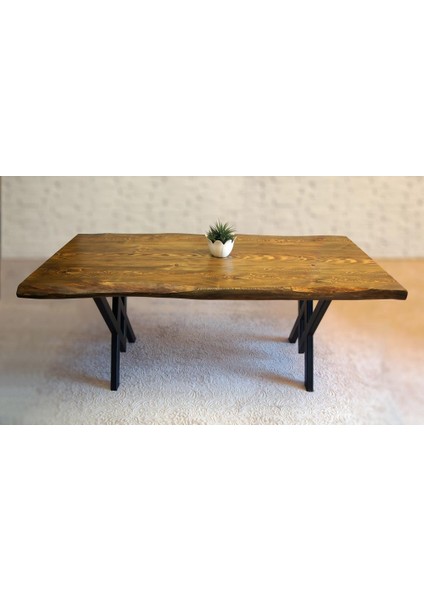 Doğal Ağaç Masif Kütük Masa 90CM x 120CM ( Metal Ayak ) modelleri