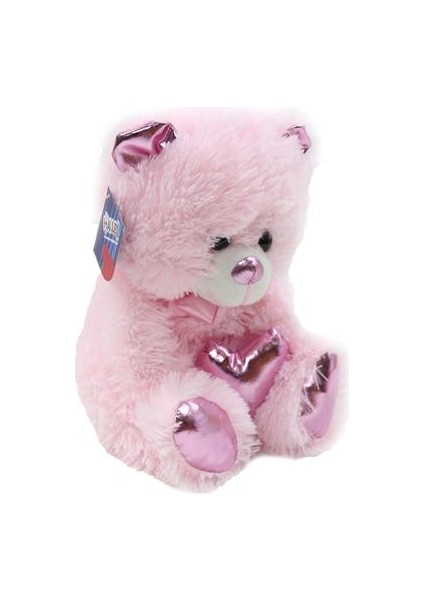 Parlak Kalpli Peluş Ayı 30 cm - Pembe